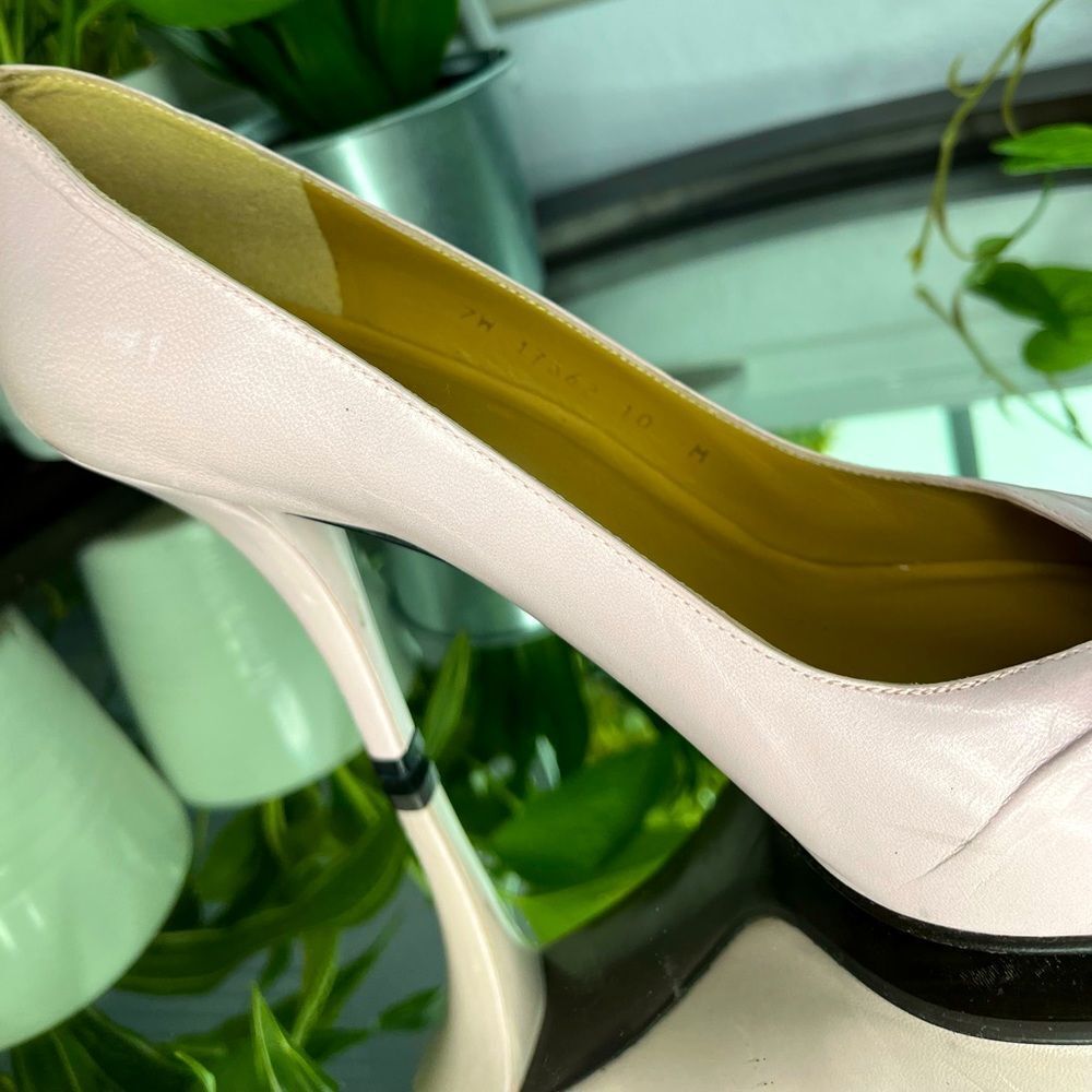 Stuart Weitzman Pink Soft Leather Pumps Heels With Bow Wooden Sole Size: - Picture 14 of 15